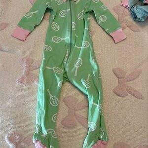 The Beaufort Bonnet Company Green and Pink Footed Pajamas